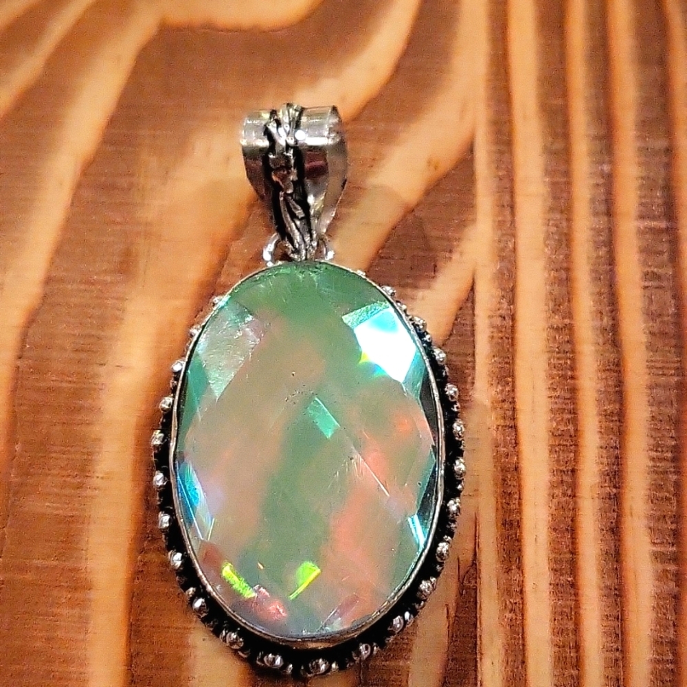 Rainbow Fire Topaz Pendant